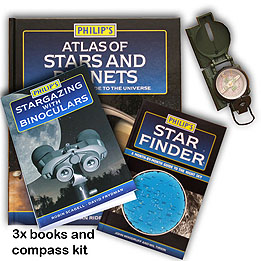 Binocular Astronomy Explorers tool set (3x guide books and Compass)